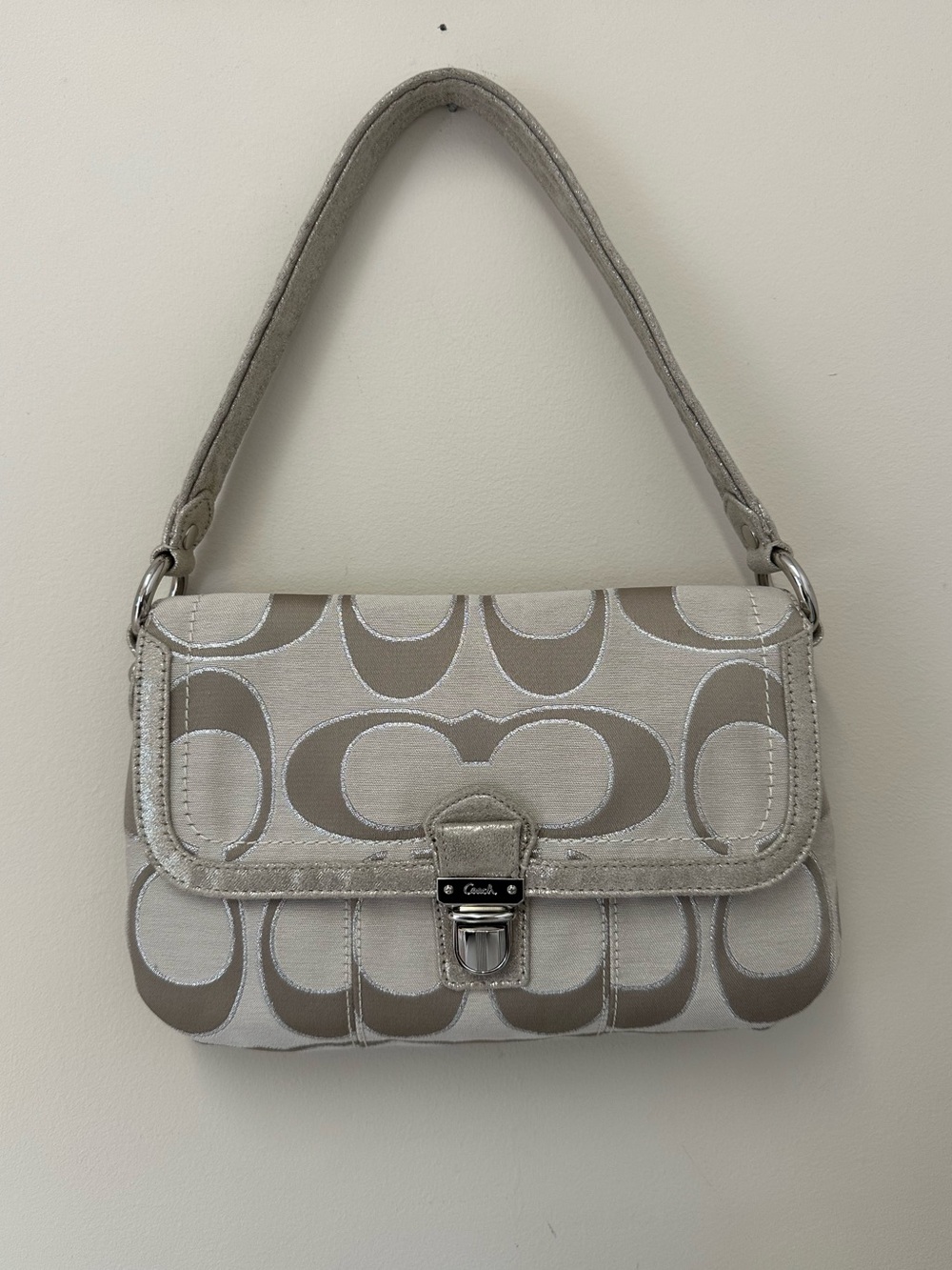 Coach Poppy Signature Canvas Lurex Layla Shoulder Bag